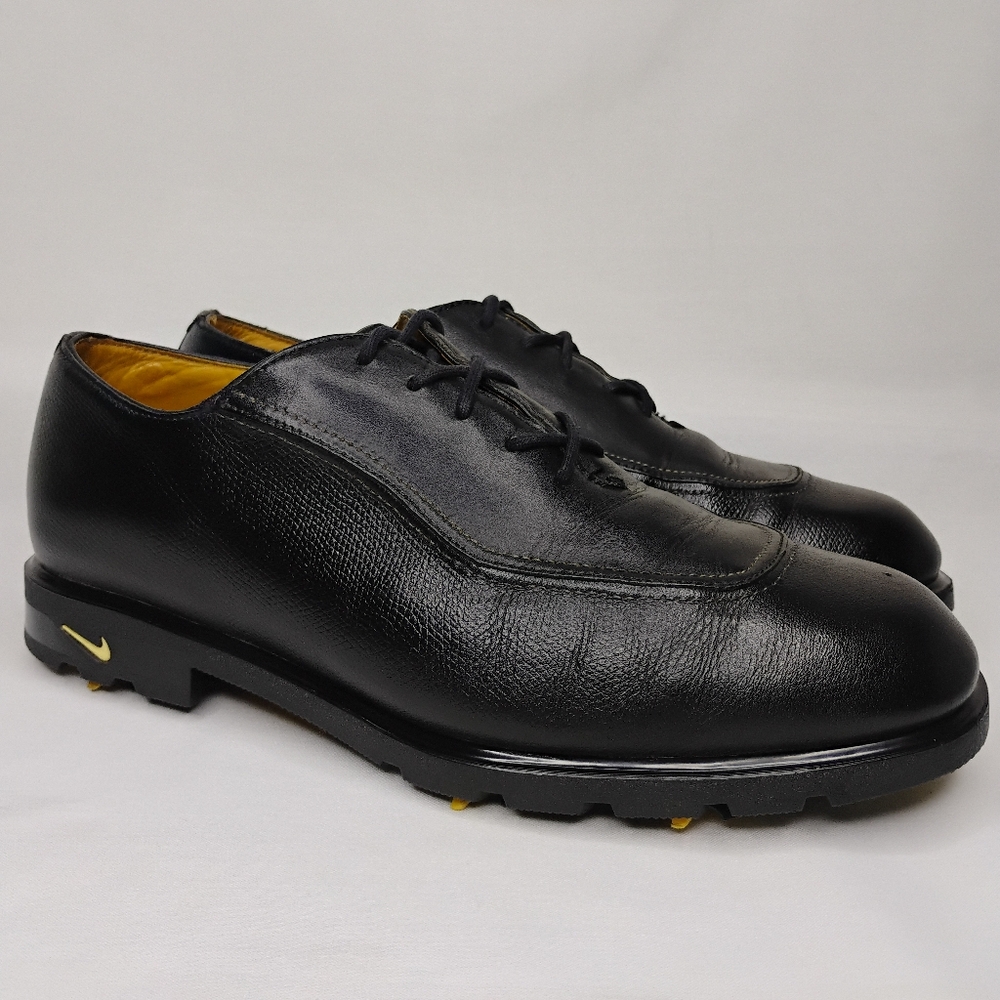 Men's Vintage Nike Air Dri Fit Tiger Woods Tour Golf Shoes Black Leather Oxfords
